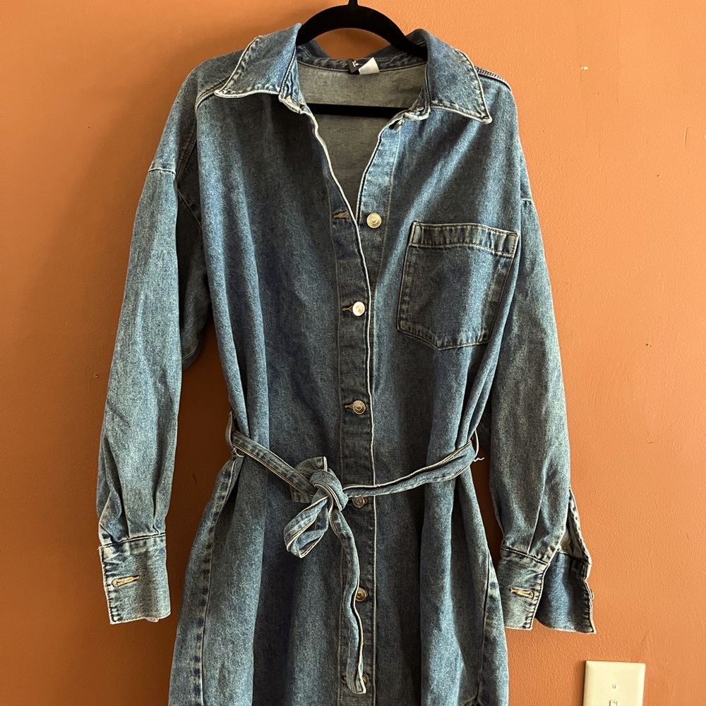 Divided Denim Tie Dress